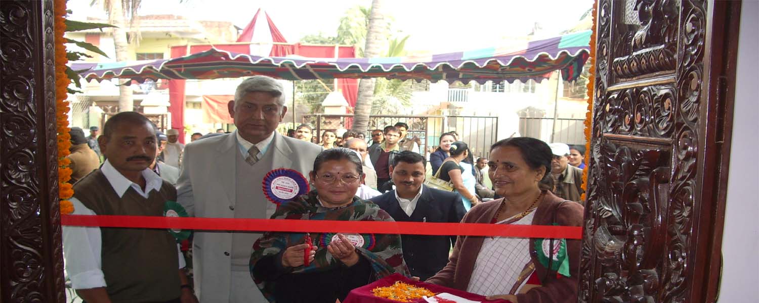 मिति २०६५ पौष १५ गते माननिय उधोग मंत्री अष्टलक्ष्मी शाक्य केन्द्रको भवन उदघाटन गर्दै